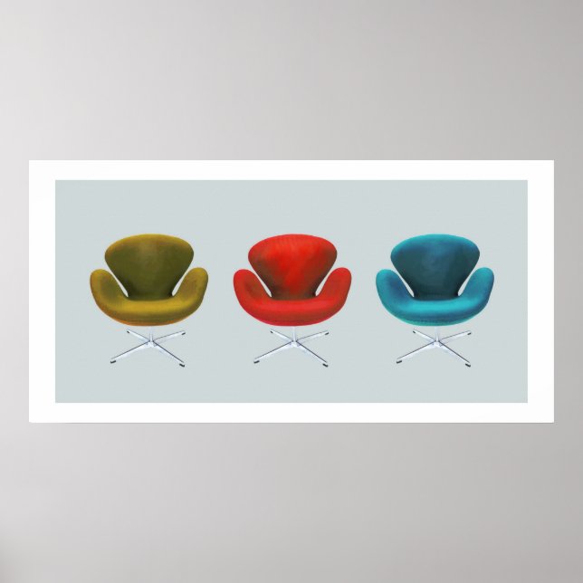 Mid Century Modern Swan Chairs Poster (Front)