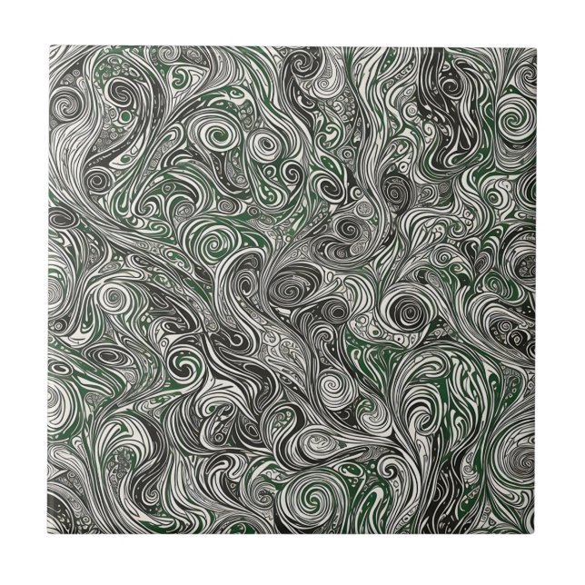 Mid Century Modern Swirls Ceramic Tile (Front)