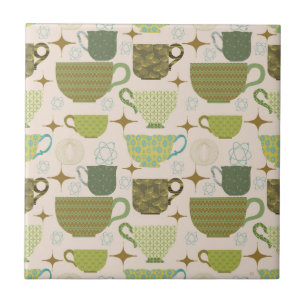 Mid Century Modern Teacup Ceramic Tile
