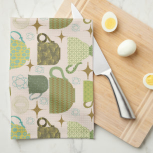 Mid Century Modern Teacup  Kitchen Towel