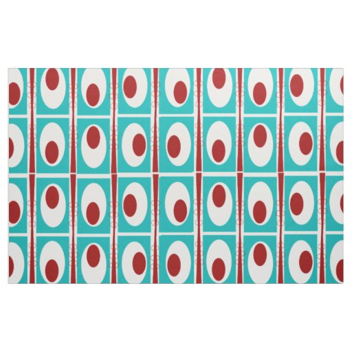 Mid-Century Modern Teal Abstract Ovals Fabric