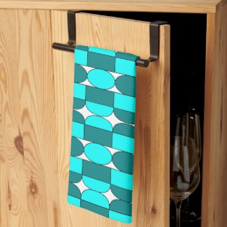 Mid Century Modern Teal Aqua Geometric