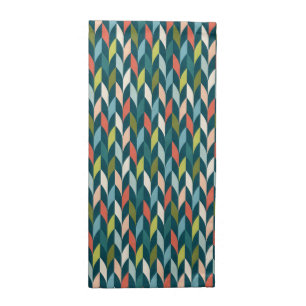 Mid-Century Modern Teal & Coral Pattern Cloth Napkin
