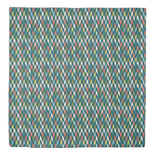 Mid-Century Modern Teal & Coral Pattern Duvet Cover