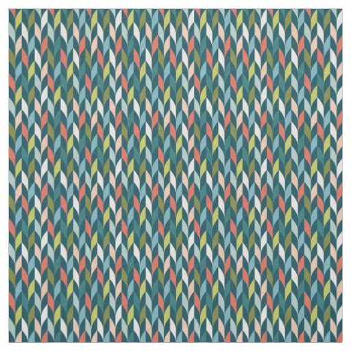 Mid-Century Modern Teal & Coral Pattern Fabric