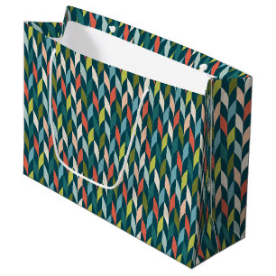 Mid-Century Modern Teal & Coral Pattern Large Gift Bag