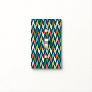 Mid-Century Modern Teal & Coral Pattern Light Switch Cover
