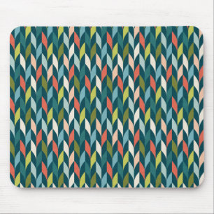 Mid-Century Modern Teal & Coral Pattern Mouse Pad