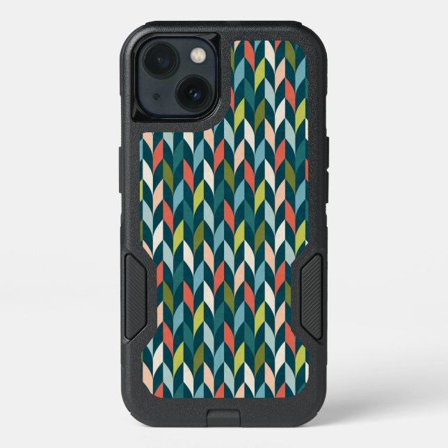 Mid-Century Modern Teal & Coral Pattern Otterbox iPhone Case (Back)