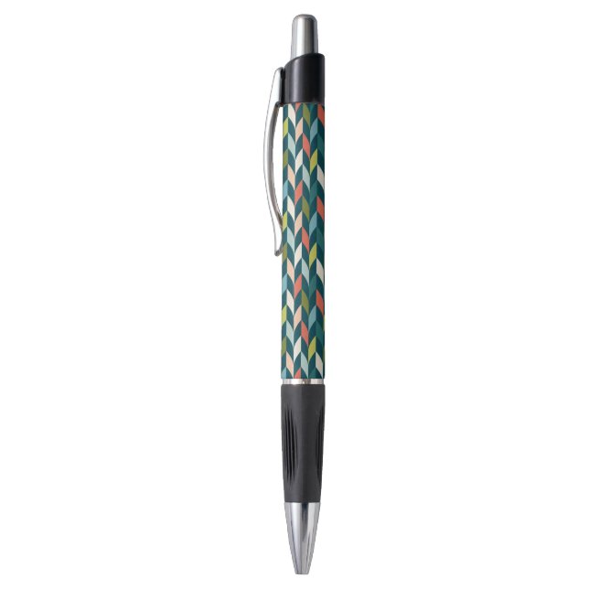Mid-Century Modern Teal & Coral Pattern Pen (Top (Vertical))