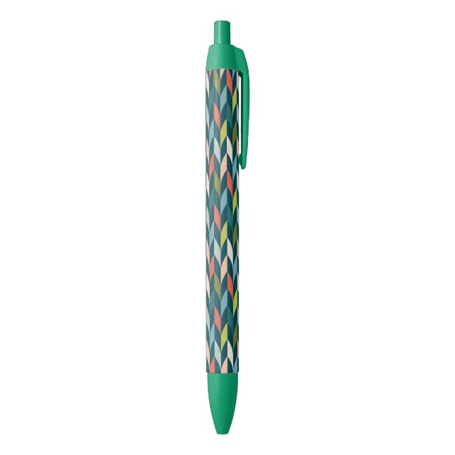 Mid-Century Modern Teal & Coral Pattern Pen (Bottom (Vertical))