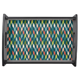 Mid-Century Modern Teal & Coral Pattern Serving Tray