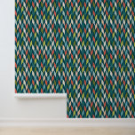 Mid-Century Modern Teal &amp; Coral Pattern Wallpaper