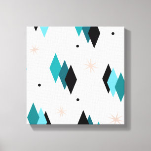 Mid Century Modern Teal Diamonds Canvas Print