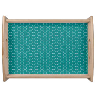 Mid-Century Modern Teal pattern Serving Tray