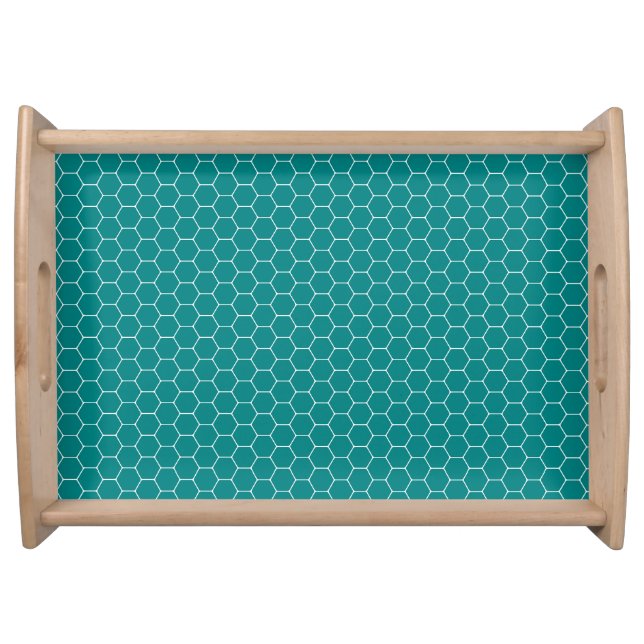 Mid-Century Modern Teal pattern Serving Tray (Front)