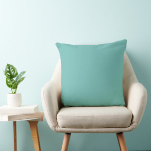 Mid Century Modern Teal Solid Throw Pillow