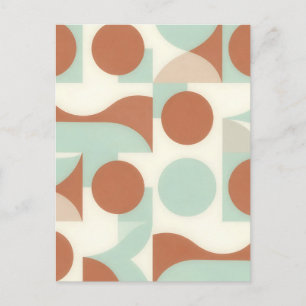 Mid Century Modern Terracotta Abstract Shapes Postcard