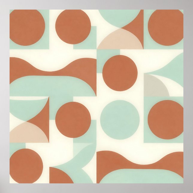 Mid Century Modern Terracotta Abstract Shapes  Poster (Front)