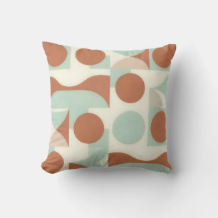 Mid Century Modern Terracotta Abstract Shapes Throw Pillow