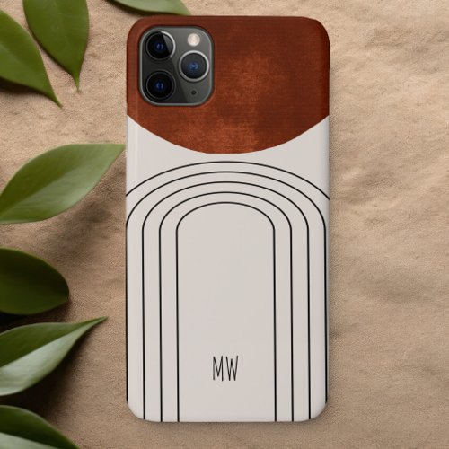 Mid Century Modern Terracotta Arch Cream Line Art iPhone 11 Pro Max Case