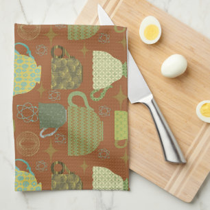 Mid Century Modern Terracotta Teacup Kitchen Towel