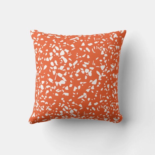 Mid-Century Modern Terrazzo Orange Pillow (Back)