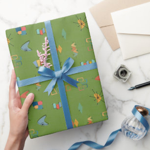 Mid Century Modern Textured Avocado Wrapping Paper