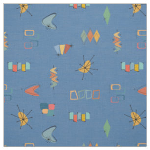 Mid Century Modern Textured Blue Fabric