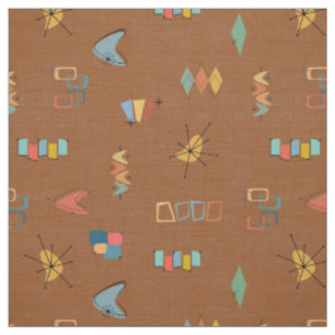 Mid Century Modern Textured Brown Fabric
