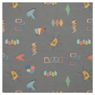 Mid Century Modern Textured Dark Gray Fabric