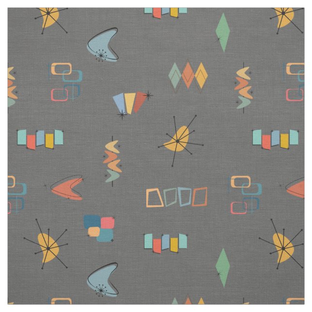 Mid Century Modern Textured Dark Gray Fabric (Swatch)