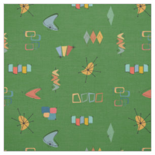 Mid Century Modern Textured Green Fabric