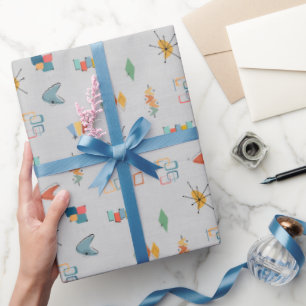 Mid Century Modern Textured Light Gray Wrapping Paper