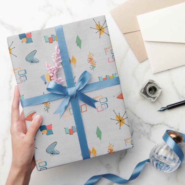 Mid Century Modern Textured Light Gray Wrapping Paper (Gifting)