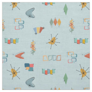 Mid Century Modern Textured Pastel Blue Fabric