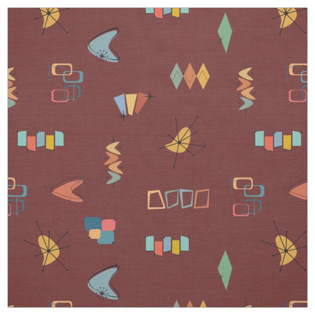 Mid Century Modern Textured Sangria Fabric (Swatch)