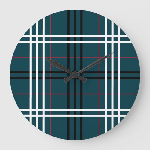 Mid century modern textured stripes Large Clock