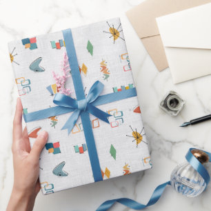 Mid Century Modern Textured White Wrapping Paper
