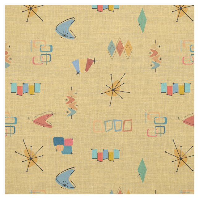 Mid Century Modern Textured Yellow Fabric (Swatch)