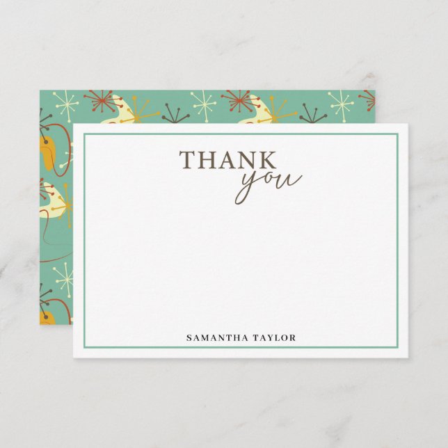 Mid-Century Modern Thank You Card – Retro Atomic  (Front/Back)