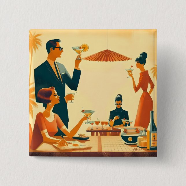 Mid Century Modern The Martini Cocktail Critics Button (Front)