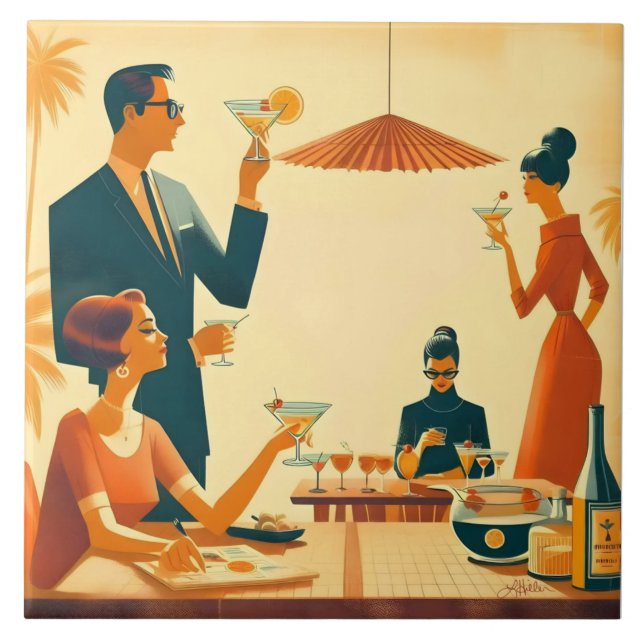 Mid Century Modern The Martini Cocktail Critics Ceramic Tile (Front)