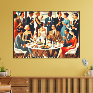 Mid Century Modern The Martini Intellectuals  Canvas Print