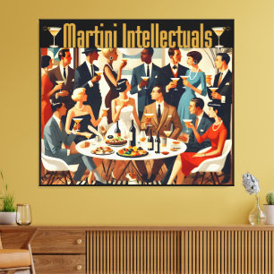 Mid Century Modern The Martini Intellectuals  Canvas Print