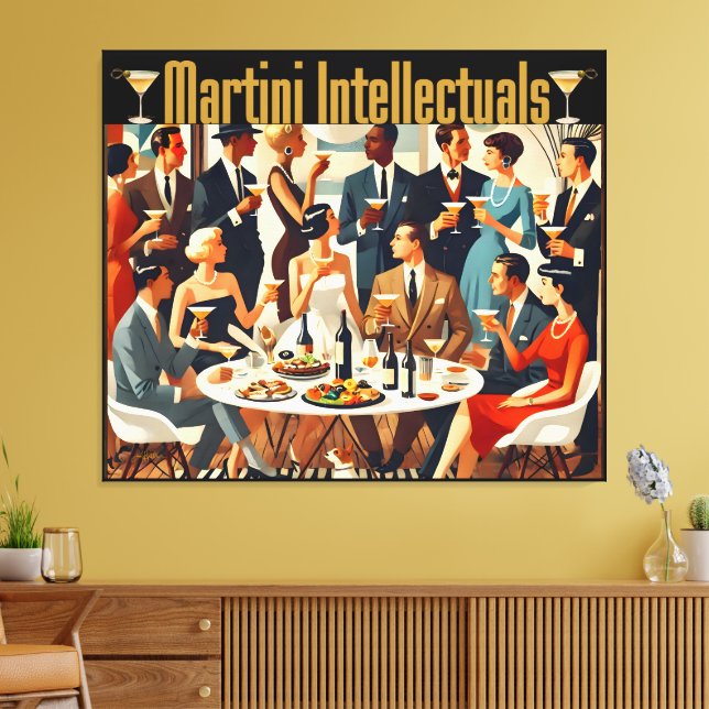 Mid Century Modern The Martini Intellectuals  Canvas Print (Insitu(LivingRoom))