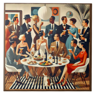 Mid Century Modern The Martini Intellectuals Ceramic Tile