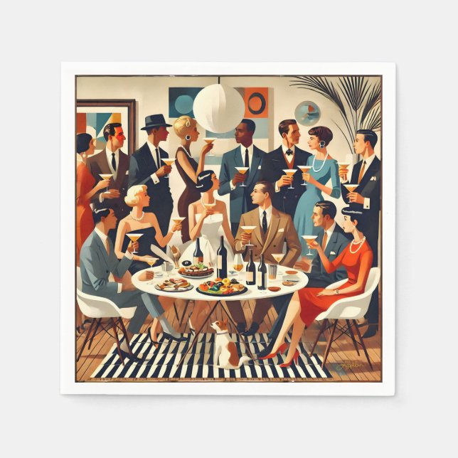 Mid Century Modern The Martini Intellectuals  Napkins (Front)