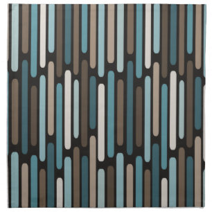 Mid Century Modern Thin Stripes Turquoise Brown Cloth Napkin