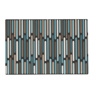 Mid Century Modern Thin Stripes Turquoise Brown Placemat
